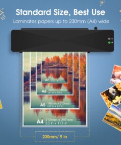 Crenova A4 Laminator Machine 4 in 1 Personal Desktop Hot & Cold 9 Inch Thermal Laminator for Home Office School Business Use Black 23 71gJ4Sk7SDL