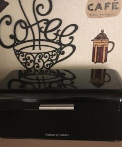 Culinary Couture Extra Large Black Bread Box for Kitchen Countertop - Holds 2 Bread Loaves! - 16.5" x 9" x 6.5" - Stainless Steel Vintage Bread Boxes for Kitchen Counters - Bonus Recipe EBook 31 71gJ5XSSuEL