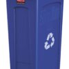 Rubbermaid Commercial Products Slim Jim Plastic Rectangular Recycling Bin with Venting Channels, 23 Gallon, Blue Recycling (FG354007BLUE) 1 7 71gJSYRzWL