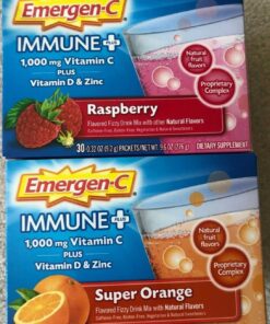 Emergen-C Immune+ Triple Action Immune Support Powder, BetaVia (R), 1000mg Vitamin C, B Vitamins, Vitamin D and Antioxidants, Super Orange – 30 Count 0.33 Ounce (Pack of 30) 28 71gJaDLbwZL