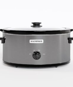 MAGNIFIQUE Oval Digital Slow Cooker with Keep Warm Setting - Perfect Kitchen Small Appliance for Family Dinners (Stainless Steel Manual, 7 Qt) Steel Analog 8 71gJocxUjpL