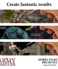 Alternative view of The Army Painter Hobby Brush Starter Set -Miniature Small Paint Brush Set of 3 Acrylic Paint Brushes-Includes Drybrush, Standard Model Paint Brush & Detail Fine Tip Paint Brush for Acrylic Painting