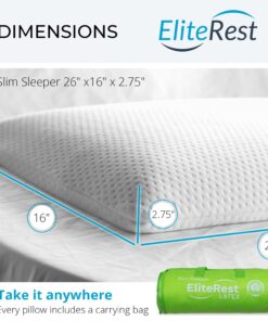 Elite Rest Slim Sleeper - Thin Latex Pillow, a Thin and Low Profile Pillow for Sleeping, Flat Pillow Design is Great for Stomach Sleepers, Thin Bed Pillow Measuring 2.75 inches 13 71gKIixW2lL