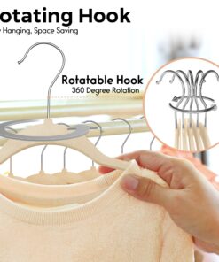 TECHZOO 50 Pack New Premium Quality Velvet Hangers Ultra Thin Non Slip Adult Felt Space Saving Hangers for Closet Heavy Duty Coat Pants Jackets Dress Hangers 360° Swivel Hook Hold Upto 10 lbs Ivory 24 71gKnAVVfUL