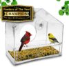 Nature Gear Window Bird Feeder - Refillable Sliding Tray - Weather Proof - Snow and Squirrel Resistant - Drains Rain Water - See Songbirds from Home! (House Style) (House Model) House 24 71gL qjxmL
