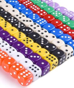 AUSTOR 100 Pieces Dice 6 Sided Game Dice Set, 10 x 10 16mm Acrylic Dice with Velvet Pouch for Tenzi, Farkle, Yahtzee, Bunco or Teaching Math 100 Pieces Round a 15 71gM8 k8sL