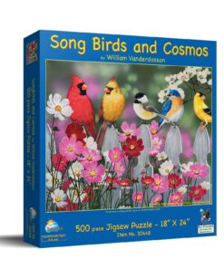 Alternative view of SUNSOUT INC - Songbirds and Cosmos - 500 pc Jigsaw Puzzle by Artist: William Vanderdasson - Finished Size 18" x 24" - MPN# 30448