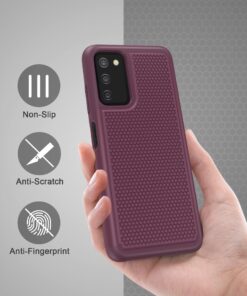 BNIUT for Samsung Galaxy A03s Phone Case: Military Matte Drop Proof Phone Protective | Sturdy Shockproof Case with Rough Textured - Rugged Dual Layer Design | Heavy Duty Protection (Dark Red) Dark Red 8 71gMCzL6LuL