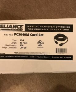 Reliance Controls PC3040 30-Amp (L14-30), 40-Foot Generator Power Cord,Black 8 71gNVRzgWbL