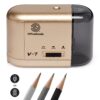 OfficeGoods Electric Pencil Sharpener - Battery or Cord Powered Portable Sharpener - Perfectly Sharpens Colored Pencils, Drafting Pencils for Artists, Office, School & Home - Gold