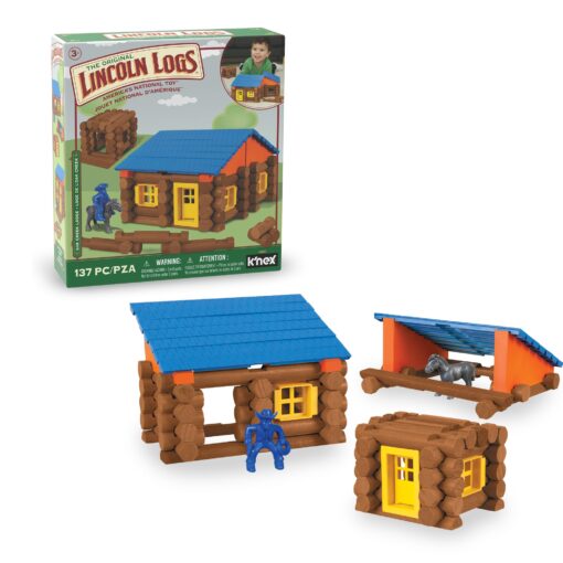 LINCOLN LOGS – Oak Creek Lodge – 137 Pieces - Real Wood Logs-Ages 3+ - Best Retro Building Gift Set for Boys/Girls – Creative Construction Engineering – Top Blocks Game Kit - Preschool Education Toy Classic