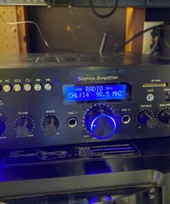 Pyle PDA6BU.5 Compact Bluetooth Stereo Amplifier - Desktop Audio Power Amp Receiver with FM Radio, MP3/USB/SD Readers, Digital LCD Display, Microphone Input (200 Watt), Black 47 71gO4iDPZCL