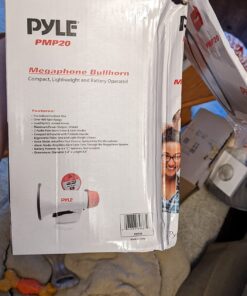 Pyle Megaphone Speaker PA Bullhorn - 20 Watts & Adjustable Vol Control w/ Built-in Siren & 800 Yard Range for Football, Baseball, Hockey, Cheerleading Fans & Coaches or for Safety Drills - PMP20,White 49 71gPg rU6AL 1