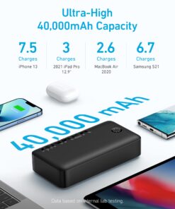 Alternative view of Anker Portable Charger, Power Bank, 40,000mAh 30W Battery Pack with USB-C High-Speed Charging, for MacBook, iPhone iPhone 15/15 Plus/15 Pro/15 Pro Max, iPhone14/13/12 Series, Samsung Galaxy, iPad black