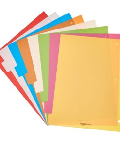 Amazon Basics 3-Ring Binder Plastic Divider Set, 3-Hole Punched Letter Size 8-Tab Dividers, 6 Pack, Assorted Color 13 71gQix6RQL