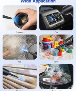 Compressed Air Duster,Fulljion 3-Gear to 51000RPM Electric Air Duster Portable Air Blower with LED Light, 6000mAhRechargeable Cordless Air Duster for Computer Keyboard Fast Charge(Black) Black 24 71gR oiYjkL