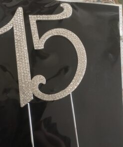 Ella Celebration 15 Cake Topper 15th Birthday Anniversary Quinceañera Party Supplies Rhinestone Number Decoration (Silver) Silver 31 71gR19BsDwL