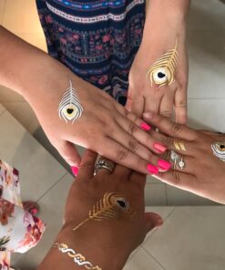 Terra Tattoos Metallic Gold Henna Temporary Tats 75+ Mandala Tattoos Feathers, Dream Catcher, Arrows Waterproof Nontoxic Long Lasting for Beach, Festivals, & Parties 33 71gRIlcFNL 1