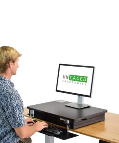 CHANGEdesk Tall Ergonomic Standing Desk Converter for Laptops Single Monitors Adjustable Height Desktop sit Stand up Riser with Keyboard Tray Affordable Compact Small Computer Workstation Black 12 71gRw7GBRML