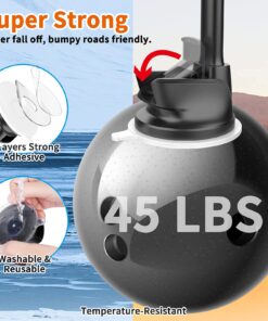 1Zero Solid Car Truck Phone Mount Holder with 14-Inch Gooseneck Long Arm, Windshield Window Mobile Holders w/Industrial-Strength Suction Cup, Anti-Shake Stabilizer Compatible All Cell Phones iPhone Black Mirror Surface with Silver Ring 27 71gS95hot L