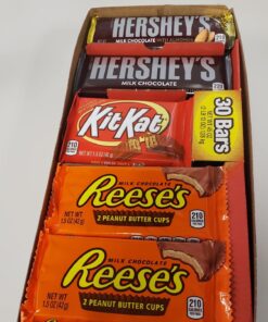 HERSHEY'S, KIT KAT and REESE'S Milk Chocolate Assortment Candy Bars, Individually Wrapped, 45 oz Bulk Value Pack (30 Piece) 24 71gTSDsr6YL