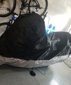 XYZCTEM All Season Black Waterproof Sun Motorcycle Cover,Fits up to 116" Motors (XXX Large & Lockholes) 116" Black & Silver 31 71gTsr7 5JL 1