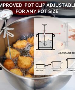 Candy Thermometer with Pot Clip - Frying Oil Thermometers Deep Fryer Thermometer for Cooking Temp 8.8” Long Probe Upgrade, Stainless Steel Analog Meat Food Thermometer for Fried Chicken Liquid 8 71gTzQzhDCL