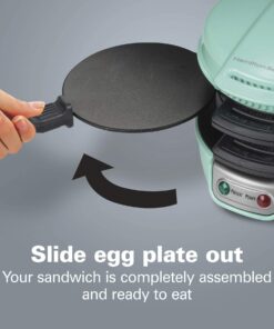 Hamilton Beach Breakfast Sandwich Maker with Egg Cooker Ring, Customize Ingredients, Perfect for English Muffins, Croissants, Mini Waffles, Perfect White Elephant Gifts, Mint (25482) Single 26 71gUjCuIw8L