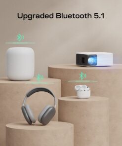 Mini Projector with WiFi Bluetooth, Portable Projector Full HD 1080P Support, YOTON Video Projector for Home Theater, Compatible with PC/Tablet/Fire Stick/iOS and Android Phone Projector white 22 71gUzpjjCqL