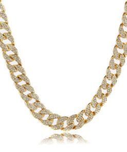 Gold Color Tone Brass Fully CZ Iced Out 15mm 30" Hip Hop Miami Cuban Chain & 9" Bracelet (NOT REAL GOLD) 17 71gV53QKEL