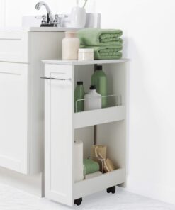 Zenna Home Slim Bath Shelves, Freestanding Moveable Bathroom Storage, White 8 Inch 30 71gVvypMZL