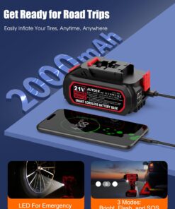 AUTDER Tire Inflator Air Compressor, 21V Battery Powered Tire Pump, 180PSI Pistol-shaped Handheld Air Pump with Digital Pressure Gauge, Automatically Shut Off, Perfect for Cars, Motorcycles, Bikes Red 19 71gWEX0 FrL