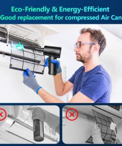 Alternative view of Compressed-air-duster-Keyboard-cleaner-110000RPM Electric air dusters-Replace air can-no Canned air Duster-pc Cleaning-air Blower-Cordless air Duster for Computers-Compressed air-car dusters 7600mAh… Black