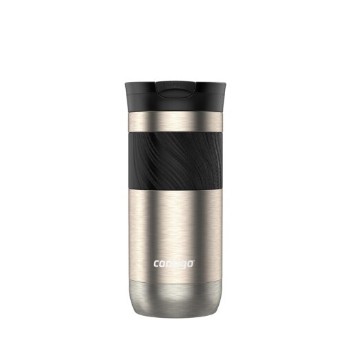 Contigo Byron Vacuum-Insulated Stainless Steel Travel Mug with Leak-Proof Lid, Reusable Coffee Cup or Water Bottle, BPA-Free, Keeps Drinks Hot or Cold for Hours, 16oz, Brown Sugar Transparent