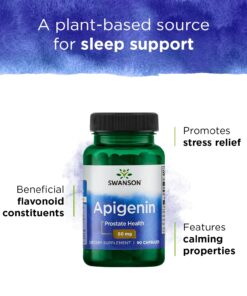 Swanson Apigenin-Bioflavonoid Supplement Natural Prostate Support-Metabolism '&' Nerve Health Support-Can Support Sleep '&' Relaxation 90 Caps, 50mg Each 1 10 71gY2 thNL