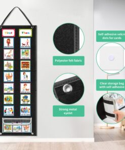 ANCOMEDO Visual Schedule Chart for Kids Chore with 92 Pieces Cards, Visual Behavioral Routine Tool for Toddlers, Daily Schedule Board Autism Learning Materials for Classroom Home (Standard Size) Normal 11 71gaiX96dRL