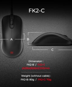 BenQ Zowie FK2-C Symmetrical Gaming Mouse | Professional Esports Performance | Driverless | Paracord Cable | Revisioned C-Features | Matte Black | Medium Size 9 71gb8XR0uTL