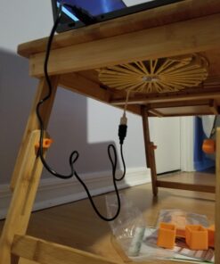 Laptop Desk Nnewvante Adjustable Bed Desk Table Bamboo with USB Fan Foldable Bed Tray w' Drawer 21.6" with Fan 56 71gbf u81cL