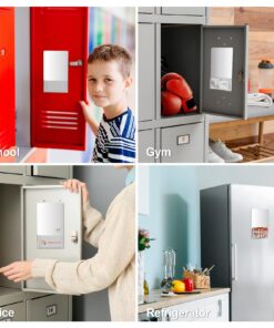 Torolle Magnetic Locker Mirror with Holder, 6.69" x 5.51" Small Real Glass Mirror with Organizer Bag for School Locker Refrigerator Bathroom Office Cabinet -Grey Grey 16 71gblKkSXHL