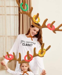 Uniqhia Inflatable Reindeer Antler Ring Toss Game, 2023 Christmas Games Ring Toss for Christmas Party Games, Patented Brown-2 Pack 20 71gc7GUi4KL