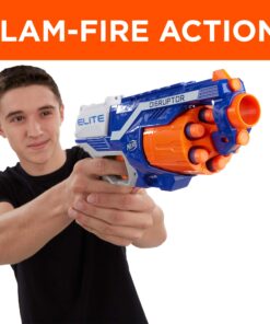Nerf Disruptor Elite Blaster - 6-Dart Rotating Drum, Slam Fire, Includes 6 Official Nerf Elite Darts - for Kids, Teens, Adults, (Amazon Exclusive) Classic 24 71gexGTcOpL