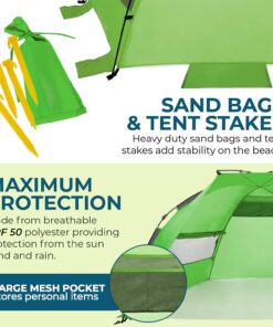 Outrav Pop Up Beach Tent - Quick and Easy Set Up, Family Size, Portable Sun and Water Shelter and Shade Canopy - for Fishing, Camping, Hiking and Outdoor Activities Green 13 71gfibHngSL