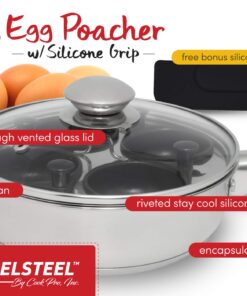 Alternative view of Excelsteel 18/10 Stainless Steel 4 Cup Egg Poacher, Non Stick Easy Use Rust Resistant Home Kitchen Breakfast Brunch Induction Cooktop Ready