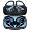 bmani Wireless Earbuds Bluetooth Headphones 48hrs Play Back Sport Earphones with LED Display Over-Ear Buds with Earhooks Built-in Mic Headset for Workout Black 25 71ggPeuFeiL