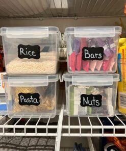 ME.FAN 6 Set 3.2L Food Storage Containers, Spaghetti Containers Airtight Horizontal Storage/Pasta Containers Kitchen Pantry Organization Canisters with 24 labels & Pen - Black Black-6 X 3.2L 43 71gggJXZPuL 2