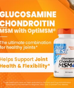Doctor's Best Glucosamine Chondroitin Msm with OptiMSM Capsules, Joint Support Supplement Supports Healthy Joint Structure, Function & Comfort, Non-GMO, Gluten Free, Soy Free, 360 Count Unflavored 360 Count (Pack of 1) 11 71ggz7jVf3L