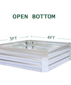 Galvanized Raised Garden Beds for Vegetables Metal Planter Boxes Outdoor Flower Bed Kit Steel Patio 4x3x1FT 4' x 3' x 1' Galvanized 10 71gh93SsmmL