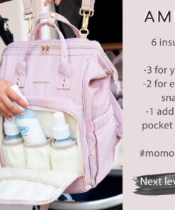 AMILLIARDI Diaper Bag Backpack - 6 INSULATED Bottle Holders - Detachable Stroller Straps (Light Pink) Light Pink 29 71ghDoog5rL