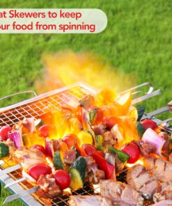 BearMoo Kabob Skewers 17" Stainless Steel BBQ Barbecue Skewers 7/20" Flat Metal Grilling Skewers Set, Reusable BBQ Sticks (Set of 12 +1 X Handy Storage) 12pcs 25 71gi1BLvS1L