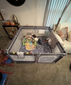 TODALE Baby Playpen for Toddler, Large Baby Playard, Indoor & Outdoor Kids Activity Center with Anti-Slip Base, Sturdy Safety Play Yard with Soft Breathable Mesh, Playpen for Babies(Gray,50”×50”) 50x50x27 Inch (Pack of 1) Grey 39 71giqngh2jL